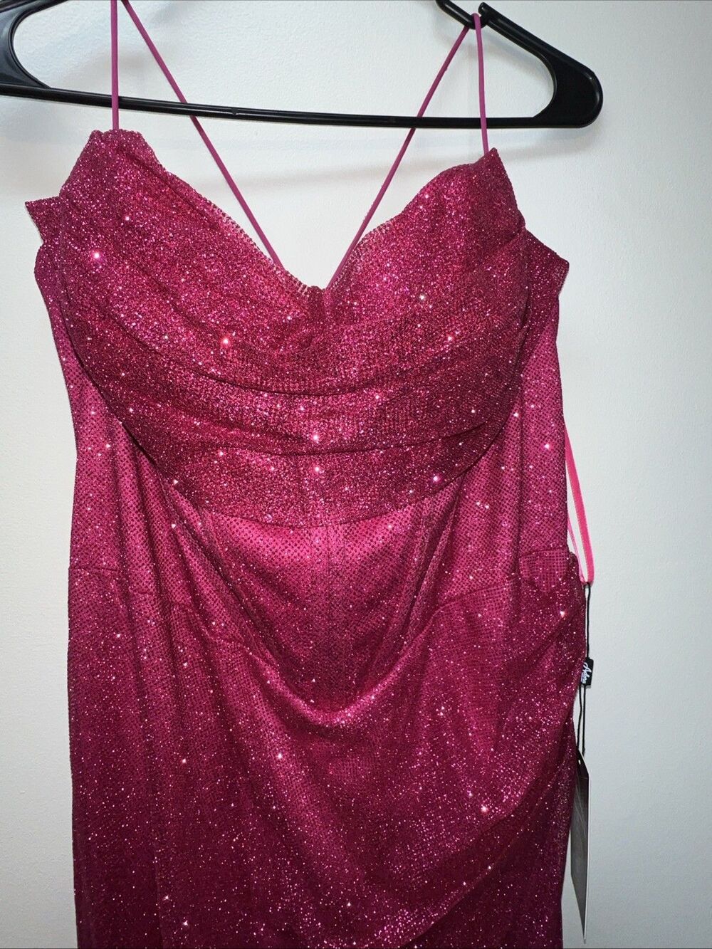 Adora 3169 Glitter Slit Long Formal Corset Prom/Formal Dress in Fuchsia 2x